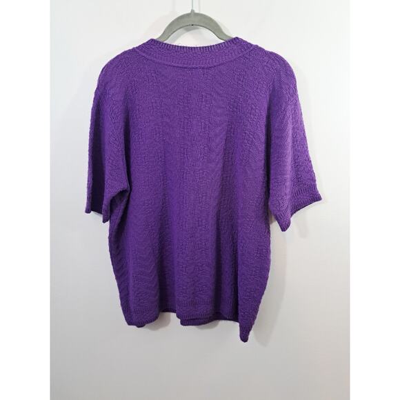 W&S Vintage Women's Sweater Purple Medium Short Sleeve - Picture 2 of 5